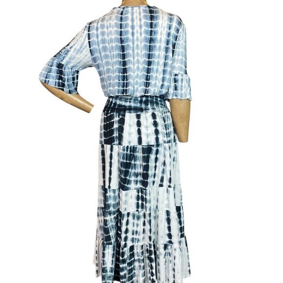 Calessa 2-Pc Top & Skirt BOHO Tie Dye Embroidered Flowers Sz L 152H - Picture 5 of 11